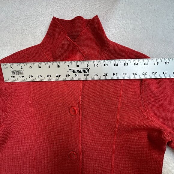 Talbots Womens Petites Small Red Button-Up Knit Blazer Jacket 100% Merino Wool - Picture 5 of 7